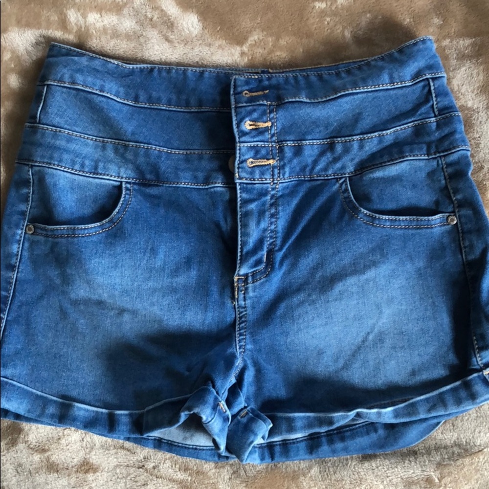 Medium blue high waisted shorts